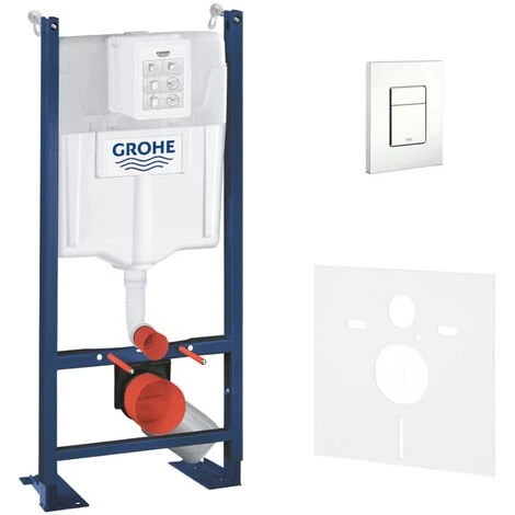 Grohe Pack WC Bâti Autoportant Rapid SL Avec Plaque Skate Cosmopolitan Blanche Et Set D'isolation Phonique (39145000-4) 3 Grohe Pack WC Bâti Autoportant Rapid SL Avec Plaque Skate Cosmopolitan Blanche Et Set D'isolation Phonique (39145000-4)