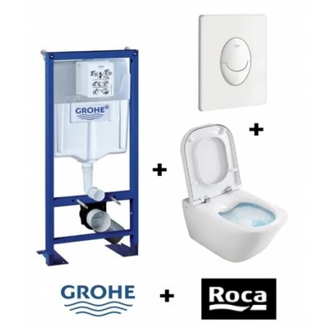 Pack WC Grohe Rapid SL + Cuvette GAP Cleanrim Roca + Plaque Blanche 4 Pack WC Grohe Rapid SL + Cuvette GAP Cleanrim Roca + Plaque Blanche – Image 2