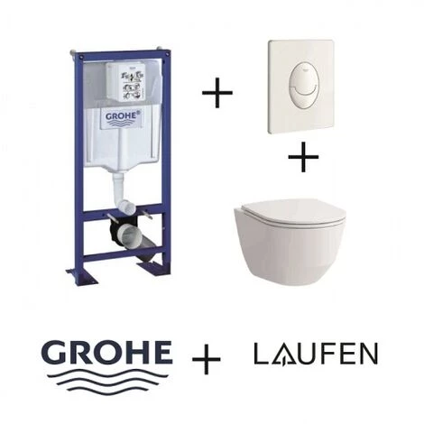 Pack WC Grohe Rapid SL + Cuvette Rimless Laufen Pro + Plaque Blanche 4 Pack WC Grohe Rapid SL + Cuvette Rimless Laufen Pro + Plaque Blanche – Image 2