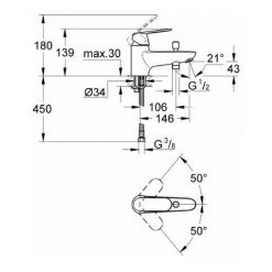 GROHE Eurosmart Cosmopolitan Mitigeur Bain/Douche Mono Trou 32836000 (Import Allemagne) -GROHE Soldes 33628463 2