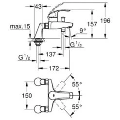 Grohe - Mitigeur Baignoire Eurosmart + Douchette + Barre De Douche + Porte Savon 9 Grohe - Mitigeur Baignoire Eurosmart + Douchette + Barre De Douche + Porte Savon -GROHE Soldes 34172660 3
