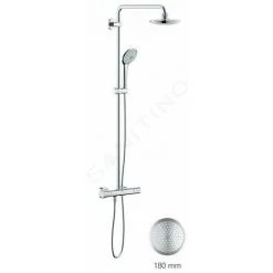 Grohe - Colonne De Douche Avec Mitigeur Thermostatique Chromé Tête De Douche 180 Mm - Euphoria System 180
