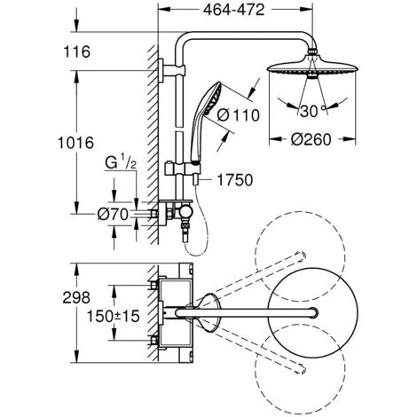 Grohe Vitalio Joy System 260, Colonne De Douche Avec Mitigeur Thermostatique (G-26403001) 4 Grohe Vitalio Joy System 260, Colonne De Douche Avec Mitigeur Thermostatique (G-26403001) – Image 2