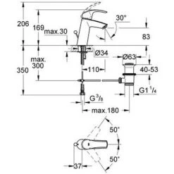 Grohe Eurosmart Mitigeur Monocommande 1/2" Lavabo Taille M, Chrome (G-23322001) -GROHE Soldes 35880699 2