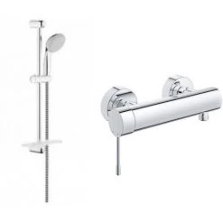 Grohe - Mitigeur Douche Essence Et Douchette + Barre De Douche + Porte Savon Tempesta