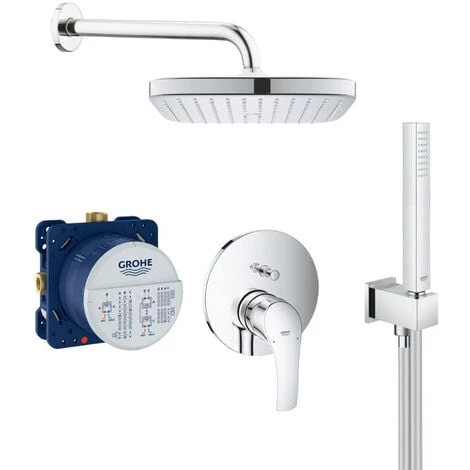 Grohe Eurosmart Set De Douche Tout En 1 Avec Douche De Tête 25cm + Douchette 1 Jet, Chrome (25219001-VITALIOCUBE) 3 Grohe Eurosmart Set De Douche Tout En 1 Avec Douche De Tête 25cm + Douchette 1 Jet, Chrome (25219001-VITALIOCUBE)
