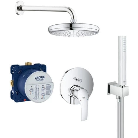 Grohe Eurosmart Set De Douche Tout En 1 Avec Douche De Tête 21cm + Douchette 1 Jet, Chrome (25219001-PERFECTCUBE) 3 Grohe Eurosmart Set De Douche Tout En 1 Avec Douche De Tête 21cm + Douchette 1 Jet, Chrome (25219001-PERFECTCUBE)
