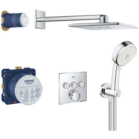 Grohe Grohtherm SmartControl Set De Douche Tout En 1 Avec Douche De Tête 31cm + Douchette 3 Jets, Chrome (34706000-3103JETS) 3 Grohe Grohtherm SmartControl Set De Douche Tout En 1 Avec Douche De Tête 31cm + Douchette 3 Jets, Chrome (34706000-3103JETS)