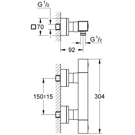 Grohe - Mitigeur Douche Cube Grohtherm + Ensemble Douche Rainsower + Flexible 7 Grohe - Mitigeur Douche Cube Grohtherm + Ensemble Douche Rainsower + Flexible – Image 5
