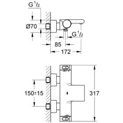 Grohe Grohtherm 2000 Set Mitigeur Thermostatique Bain/douche + Douchette 1 Jet + Flexible Et Support Mural, Chrome (34174001-Euphoria) -GROHE Soldes 36914191 4