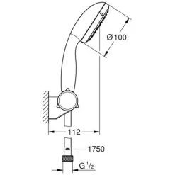 Grohe Set De Douche Mitigeur Mécanique Euroeco + Douchette à Main 2 Jets Tempesta 100 Avec Support Mural Chrome 32740000-Tempesta3 -GROHE Soldes 37832589 4