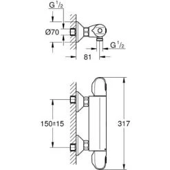 Grohe Grohtherm 1000 Set Mitigeur Thermostatique De Douche + Ensemble De Douche Complet 2 Jets Tempesta 100 (34550000-Tempesta) -GROHE Soldes 37832610 4