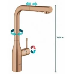 Grohe Essence New Robinet De Cuisine Avec Mousseur Extractible Douchette Pivotant 360° Warm Sunset Brossé - Warm Sunset Brossé -GROHE Soldes 38909150 3