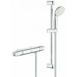 Grohe Grohtherm-1000 New Set De Confort Avec Robinet De Douche Thermostatique Entraxe=12cm Et Barre De Douche New Tempesta 60cm Chrome/blanc - Blanc/chrome -GROHE Soldes 38910104 2