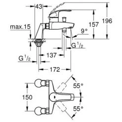 GROHE Lot Mitigeur Bain/Douche Eurosmart 33303002 X2 -GROHE Soldes 39153931 2