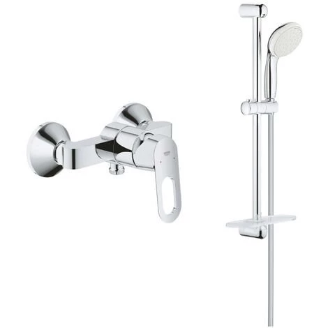 Grohe - Mitigeur Douche Avec Douchette Monocommande Bauloop Avec Barre De Douche Et Porte Savon Tempesta 3 Grohe - Mitigeur Douche Avec Douchette Monocommande Bauloop Avec Barre De Douche Et Porte Savon Tempesta