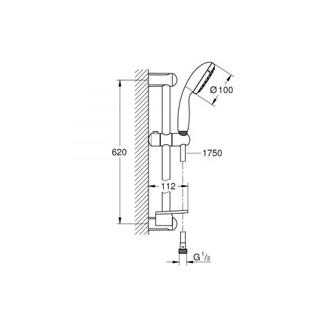 Grohe - Mitigeur Douche Mécanique Eurosmart Avec Ensemble Barre De Douche 2 Jets Tempesta 100 5 Grohe - Mitigeur Douche Mécanique Eurosmart Avec Ensemble Barre De Douche 2 Jets Tempesta 100 – Image 3