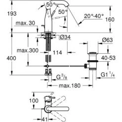 Grohe Essence Lot De 2 Mitigeurs Monocommande 1/2" Lavabo Taille M Chrome (23462001-DUO) -GROHE Soldes 40901258 3