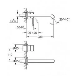Grohe Essence Set Mitigeur Mitigeur Monocommande 2 Trous Lavabo Taille L Hard Graphite Brossé + Corps Encastré (19967AL1-SET) -GROHE Soldes 41002759 4