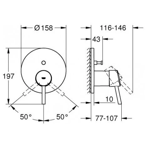 Grohe Concetto Mitigeur Mécanique Encastrable 2 Sorties Avec Inverseur + Corps D'encastrement, Chrome (24054-SET) 5 Grohe Concetto Mitigeur Mécanique Encastrable 2 Sorties Avec Inverseur + Corps D'encastrement, Chrome (24054-SET) – Image 3