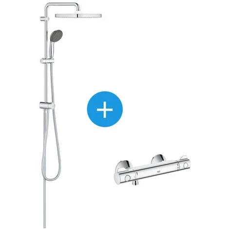 Grohe Vitalio Start System 250 Cube Colonne De Douche + Mitigeur Thermostatique Grohtherm 800 (26698XXX) 3 Grohe Vitalio Start System 250 Cube Colonne De Douche + Mitigeur Thermostatique Grohtherm 800 (26698XXX)