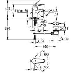 GROHE Robinet Mitigeur Lavabo Swift - Taille S - Chromé -GROHE Soldes 44410903 2