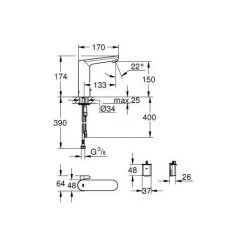 Grohe Eurosmart CE Mitigeur Infrarouge Pour Lavabo 1/2' Taille L (36422000) -GROHE Soldes 4497894 2