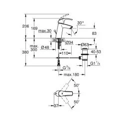 GROHE Mitigeur Lavabo Eurosmart Taille M + Nettoyant Grohe 6 GROHE Mitigeur Lavabo Eurosmart Taille M + Nettoyant Grohe -GROHE Soldes 46051198 2