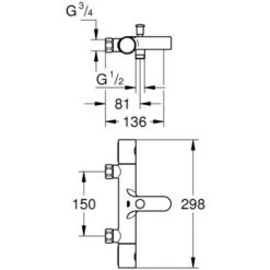 Grohe Set Bain/douche Mitigeur Thermostatique Grohtherm 800 + Stick De Douche Mural 1 Jet, Chrome (34770000-CUBESTICK) -GROHE Soldes 46286514 4
