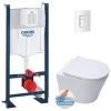Grohe Pack WC Bâti-support Autoportant + WC Suspendu Sans Bride SAT Infinitio + Abattant Frein De Chute + Plaque Blanc Alpin -GROHE Soldes 47342492 1