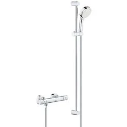 Grohe Grohtherm 800 Cosmopolite Avec Vanne De Douche Thermostatique Avec Coupleurs Hoh=15cm Tige Coulissante 90cm Douche à Main 2 Positions Chrome - Chrome -GROHE Soldes 47471589 2