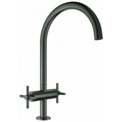 GROHE Robinet De Cuisine 2 Levier Chrome Graphite Dur Brossé