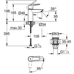 GROHE Mitigeur Lavabo Start Taille S Avec Vidage Push-Open Chromé 7 GROHE Mitigeur Lavabo Start Taille S Avec Vidage Push-Open Chromé -GROHE Soldes 51912591 2