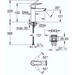 GROHE Mitigeur Lavabo Start 2021 Avec Vidage Push-Open Chrome Taille M -GROHE Soldes 51912614 2