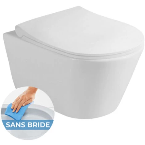 Grohe Pack WC Bâti-support Rapid SL + WC Sans Bride Lucco Avva + Abattant Softclose + Plaque Blanche (RapidSL-Avva-4) 5 Grohe Pack WC Bâti-support Rapid SL + WC Sans Bride Lucco Avva + Abattant Softclose + Plaque Blanche (RapidSL-Avva-4) – Image 3