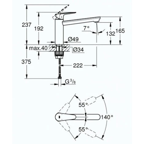 GROHE Mitigeur Cuisine Start Curve Bec Bas Chromé 4 GROHE Mitigeur Cuisine Start Curve Bec Bas Chromé – Image 2