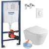 Grohe Pack WC Bâti-support Rapid SL + WC Sans Bride Lucco Avva + Abattant Softclose + Plaque Blanche (RapidSL-Avva-3) -GROHE Soldes 52735483 1