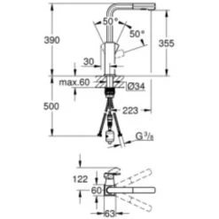 GROHE Mitigeur Cuisine Tallinn Bec Haut Supersteel Douchette Extractible -GROHE Soldes 52736708 2