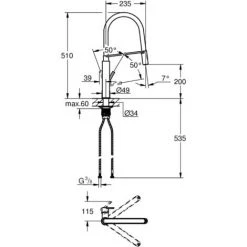 GROHE Mitigeur Cuisine Feel Bec Haut Douchette Extractible Semi-pro Coloris, Chromé -GROHE Soldes 52965232 3
