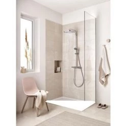 GROHE Colonne De Douche Avec Mitigeur Thermostatique Vitalio Start System 250 Cube Avec Nettoyant GrohClean -GROHE Soldes 55152080 2