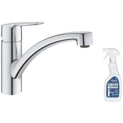 GROHE Mitigeur Cuisine Monocommande Start Bec Bas Chrome Avec Nettoyant GrohClean
