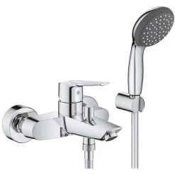 GROHE Ensemble Mitigeur Bain Douche 2 Sorties Vitalio Start 2021 Monocommande + Flexible + Support + Douchette + Nettoyant GrohClean -GROHE Soldes 55152096 2
