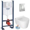 Grohe / Idevit Pack WC Rapid SL Autoportant + WC Sans Bride Alfa Avec Fixations Invisibles + Abattant Softclose + Plaque Chrome Mat