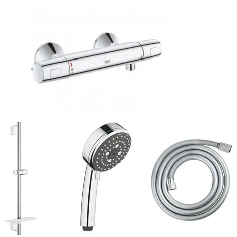 GROHE Mitigeur De Douche Precision Trend Avec Douchette 3jets Vitalio Comfort 100, Barre De Douche Et Flexible 175cm 3 GROHE Mitigeur De Douche Precision Trend Avec Douchette 3jets Vitalio Comfort 100, Barre De Douche Et Flexible 175cm