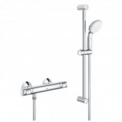 GROHE Ensemble De Douche Avec Thermostat Mural, Barre 620 Mm Chromé Et Nettoyant GrohClean -GROHE Soldes 55600493 2