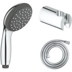 GROHE Douchette 1 Jet Vitalio Start 100 Chromé Avec Flexible 175 Et Support Rond