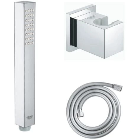 GROHE Douchette Vitalio Joy Cube Avec Flexible Twistfree VitalioFlex Comfort 1750 Chromé + Support Mural Cube Euphoria 3 GROHE Douchette Vitalio Joy Cube Avec Flexible Twistfree VitalioFlex Comfort 1750 Chromé + Support Mural Cube Euphoria