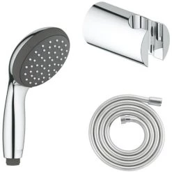 GROHE Douchette 1 Jet Vitalio Start 100 Chromé Avec Flexible 200 Et Support Rond