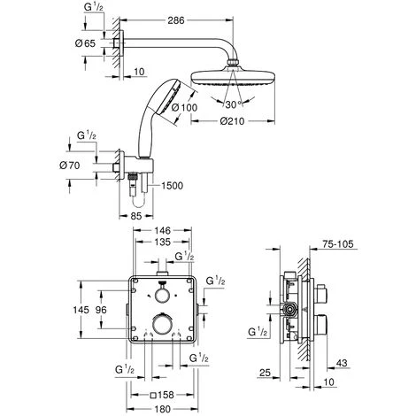 GROHE Set De Douche Avec Tempesta 210 GROTHERM Chromé 34729000 6 GROHE Set De Douche Avec Tempesta 210 GROTHERM Chromé 34729000 – Image 4