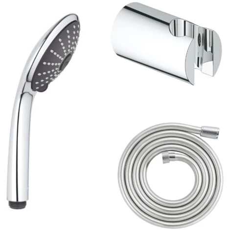 GROHE Douchette 3 Jets Vitalio Start 100 Chromé Avec Flexible 200 Et Support Rond 3 GROHE Douchette 3 Jets Vitalio Start 100 Chromé Avec Flexible 200 Et Support Rond